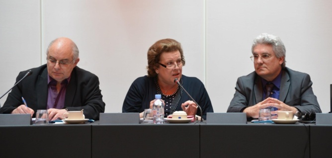 Eric Lucas, Délégué National du SNRL à la coopération ; Catherine Trautmann, Députée européenne ; Emmanuel Boutterin, Président du SNRL