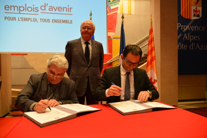 De gauche à droite : Emmanuel Boutterin, Michel Vauzelle, Benoît Hamon
