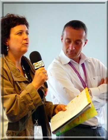 Michelle Lestelle, membre de la Commission du Fonds de Soutien, au coté de Ludovic Tellier, chargé de la communication du Syndicat Michelle Lestelle, membre de la Commission du Fonds de Soutien, au coté de Ludovic Tellier, chargé de la communication du Syndicat
