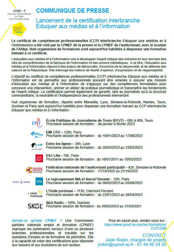 EMI : une nouvelle formation certifiée EMI : une nouvelle formation certifiée